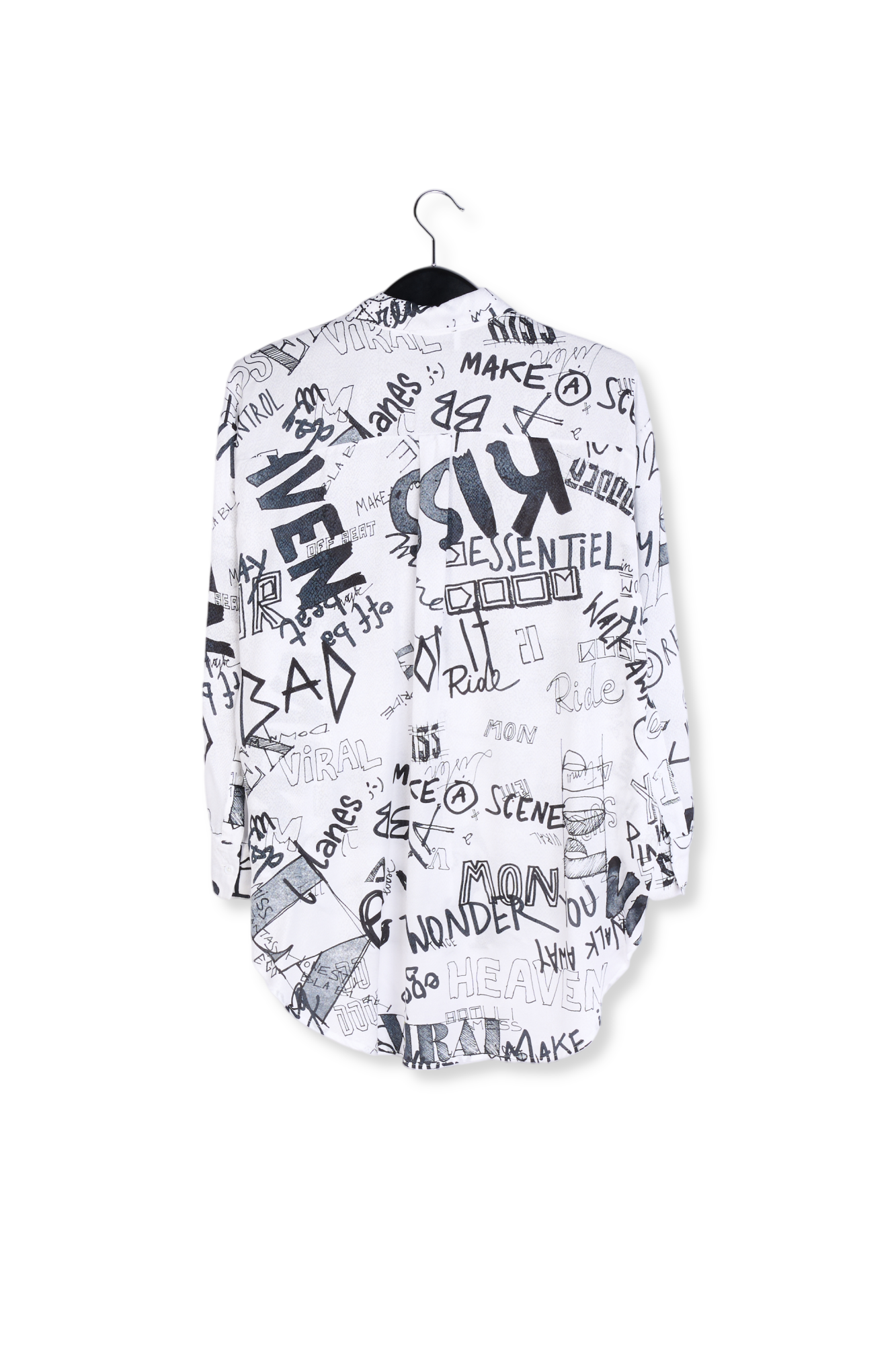 Chemise blanc cassé avec imprimé graffiti noir RE—SSENTIEL seconde main photo 2