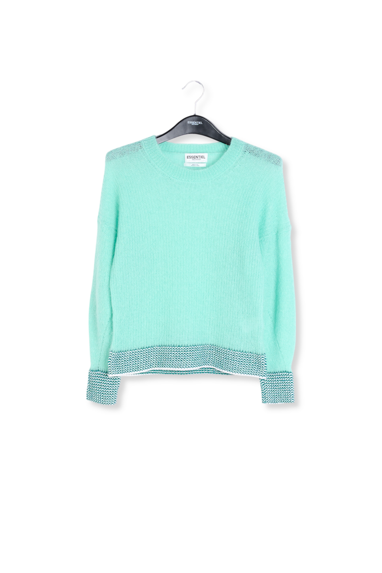 Turquoise summer sweater with contrasting trims RE—SSENTIEL second-hand photo 1