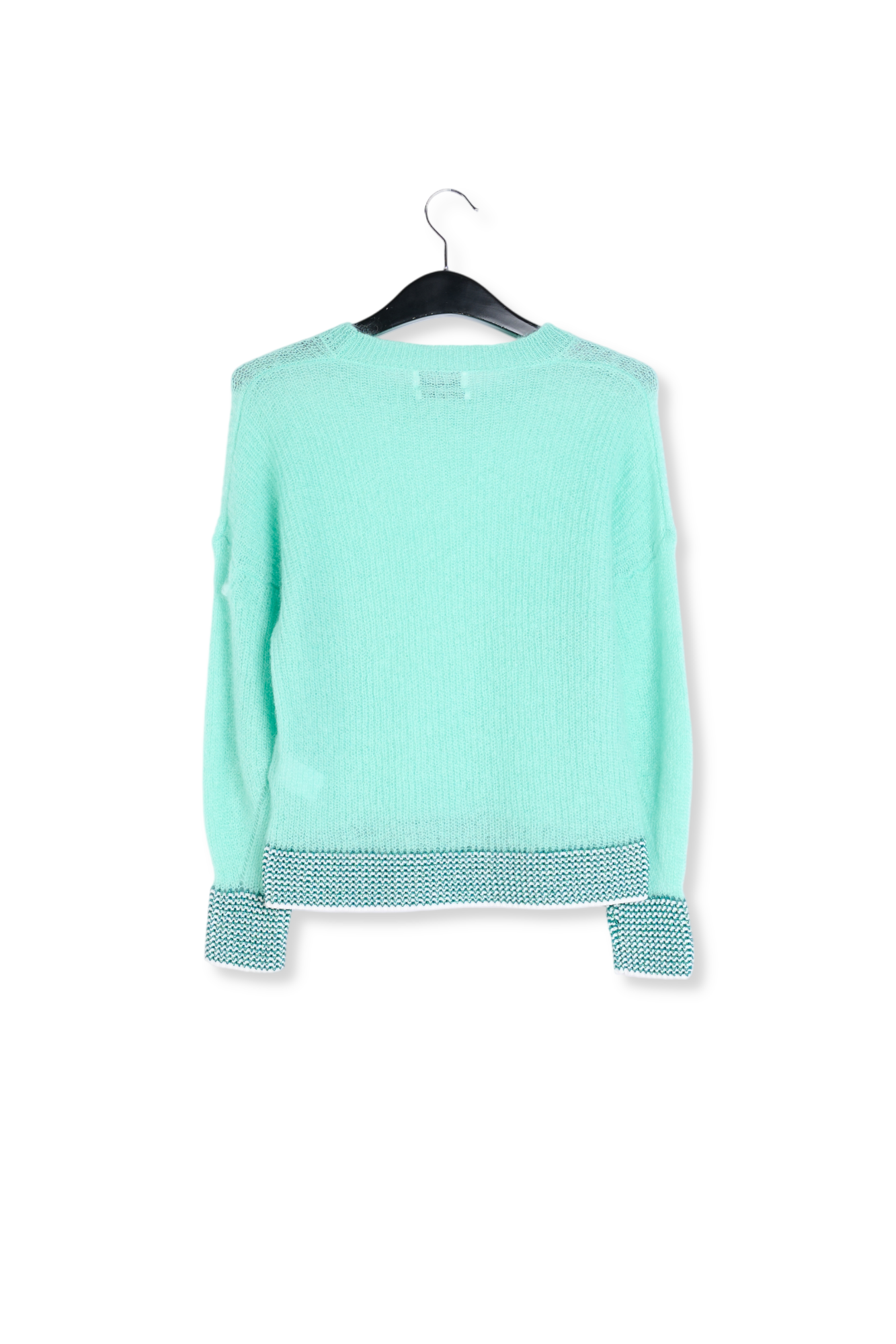 Turquoise summer sweater with contrasting trims RE—SSENTIEL second-hand photo 2