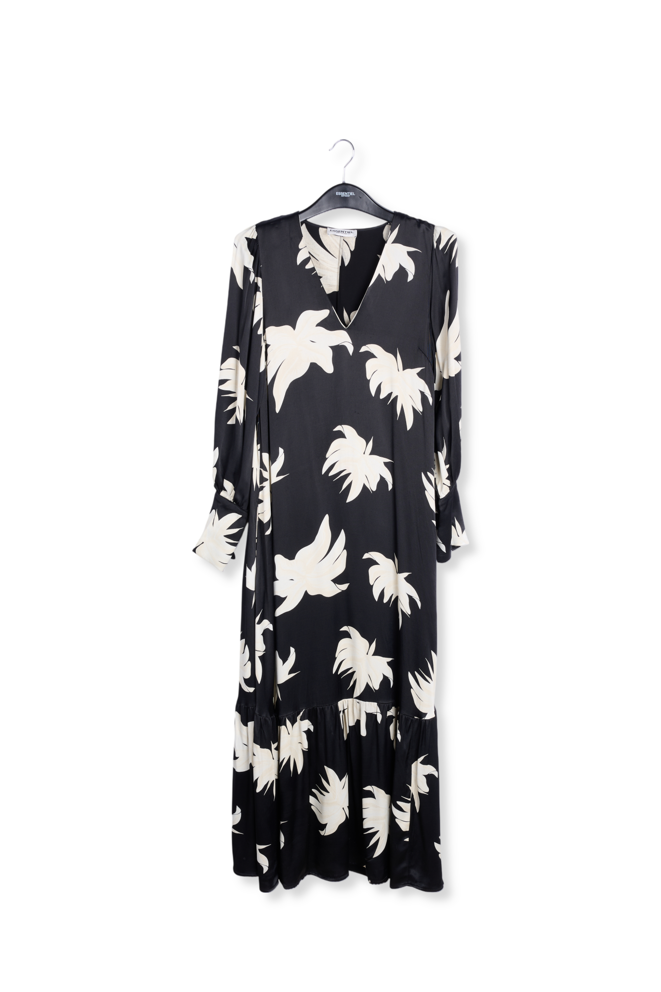 Robe maxi à imprimé fleuri noir et blanc cassé RE—SSENTIEL seconde main photo 4