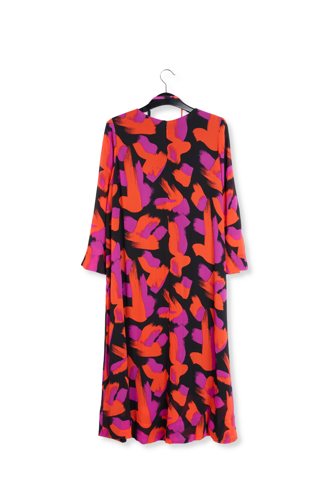 Maxi-jurk met zwarte, oranje en paarse abstracte print RE—SSENTIEL tweedehands photo 2