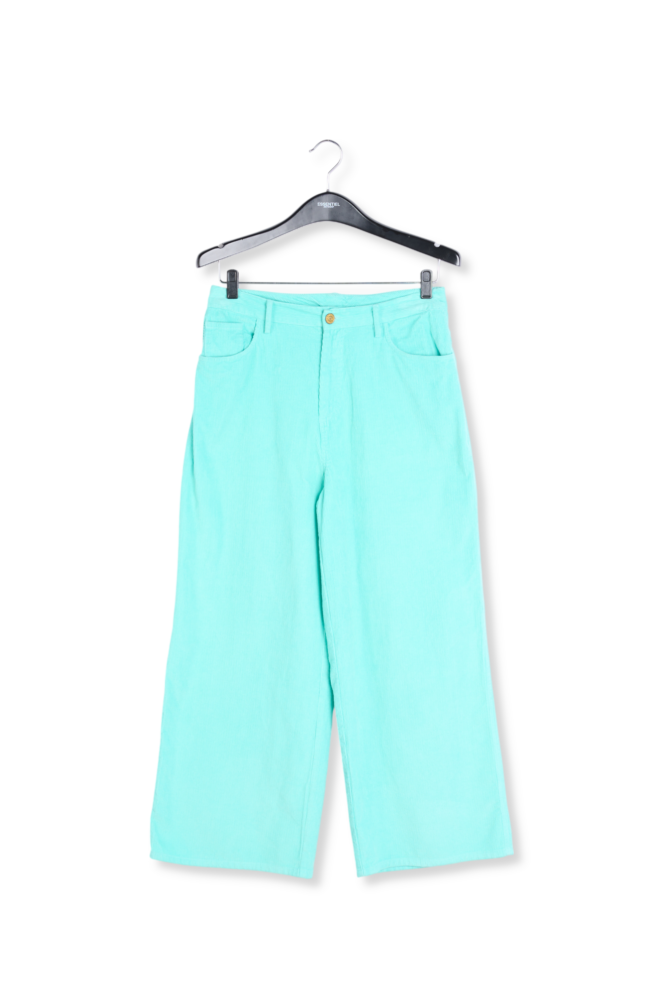 Turquoise ribfluwelen broek met brede 7/8ste pijpen RE—SSENTIEL tweedehands photo 1