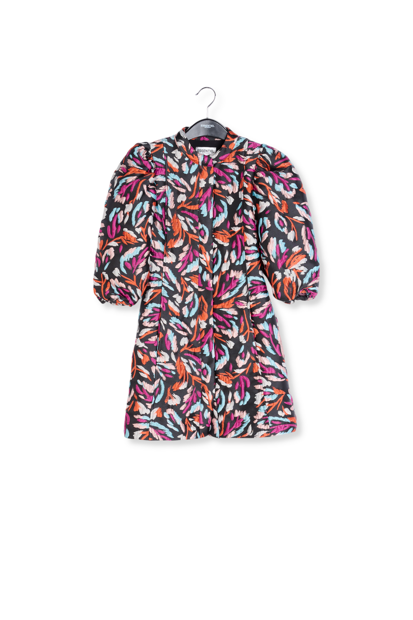 Mini-jurk in zwart, oranje en paars jacquard RE—SSENTIEL tweedehands photo 1