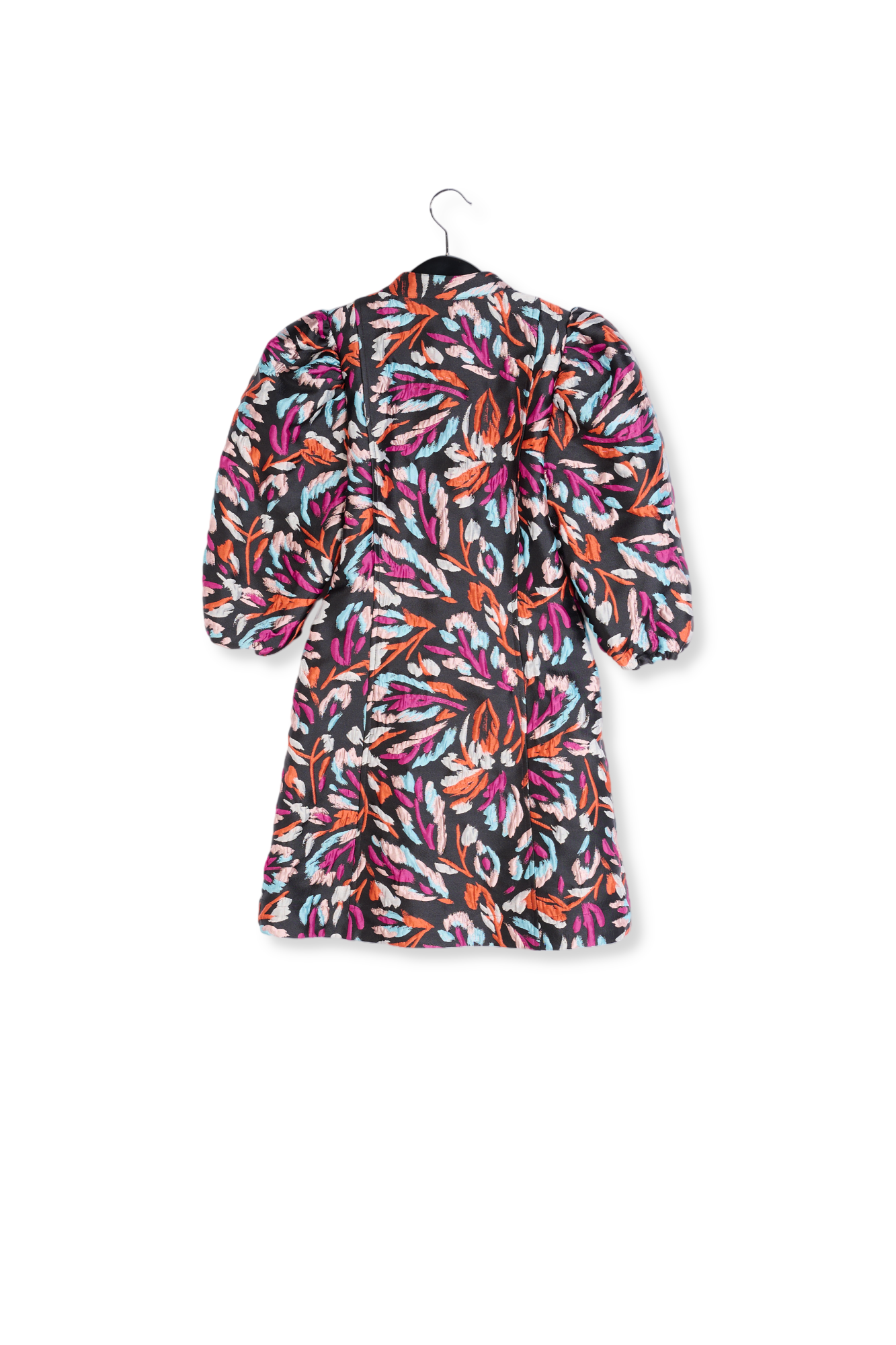 Mini-jurk in zwart, oranje en paars jacquard RE—SSENTIEL tweedehands photo 2