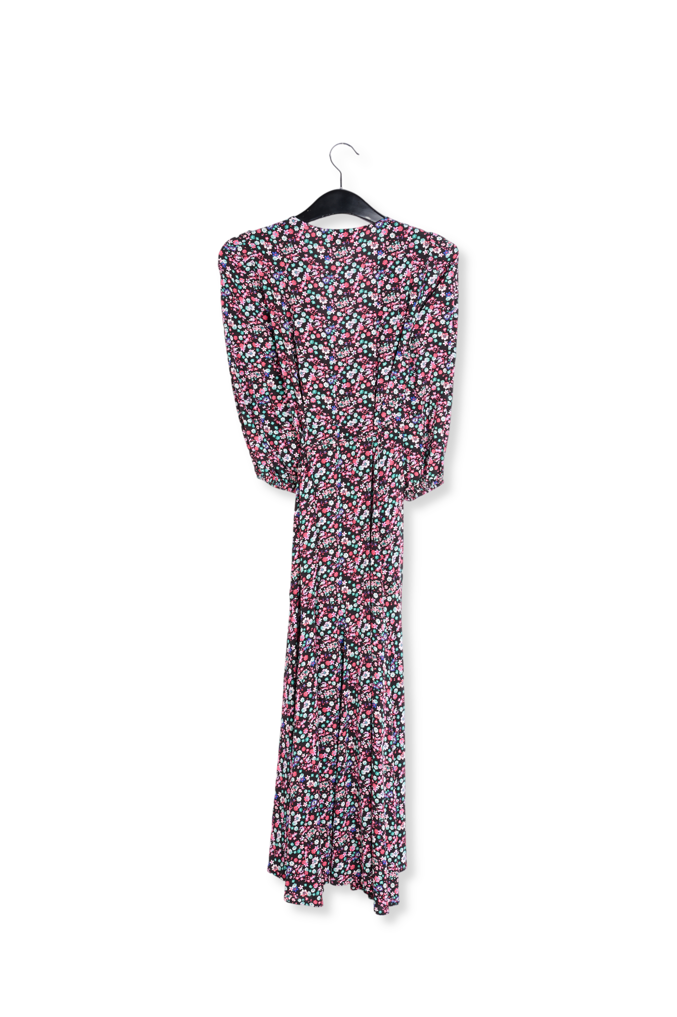 Robe maxi cache-coeur noire à  imprimé floral RE—SSENTIEL seconde main photo 2