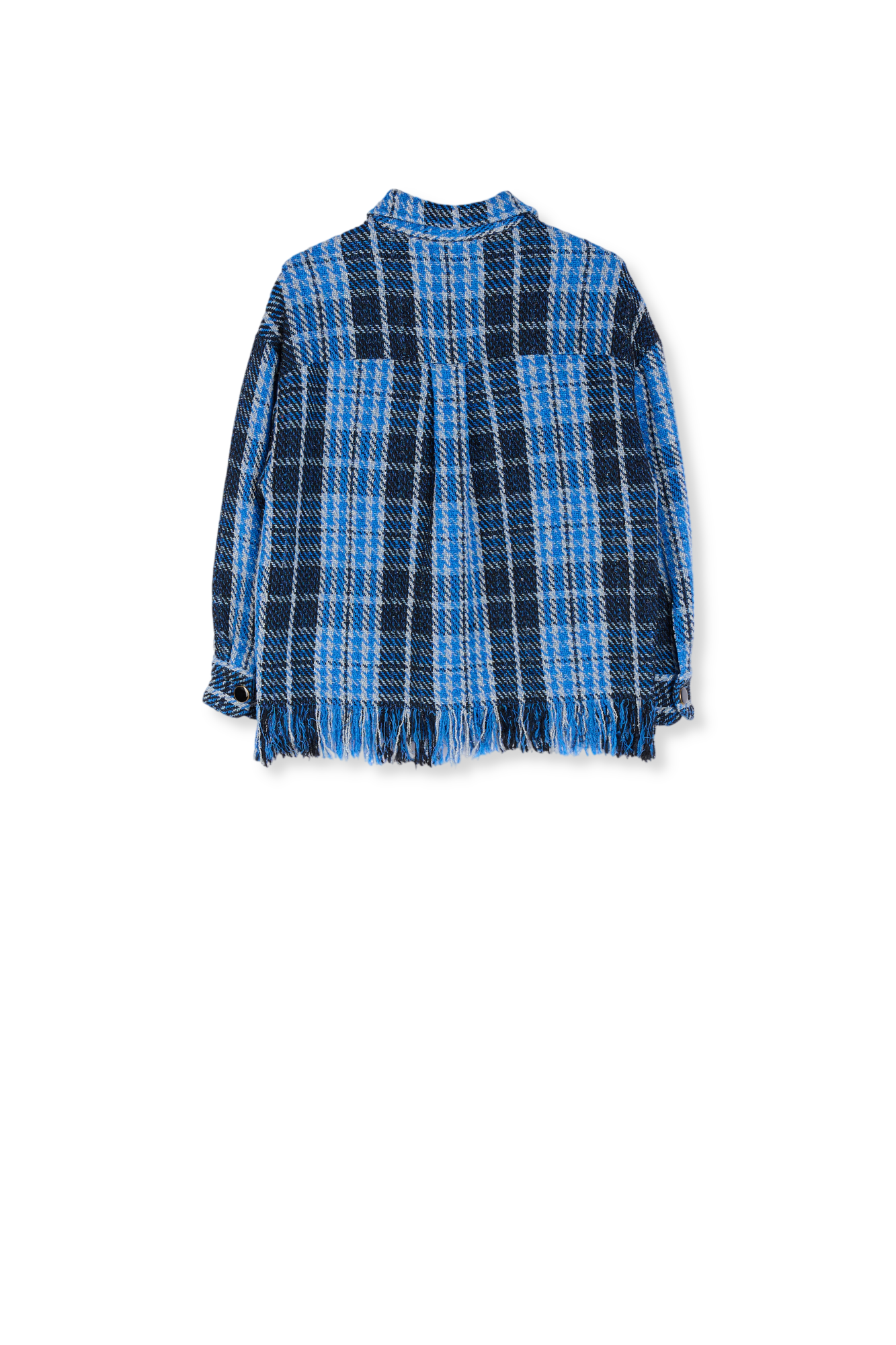 Blue check jacket with fringed hem RE—SSENTIEL second-hand photo 2