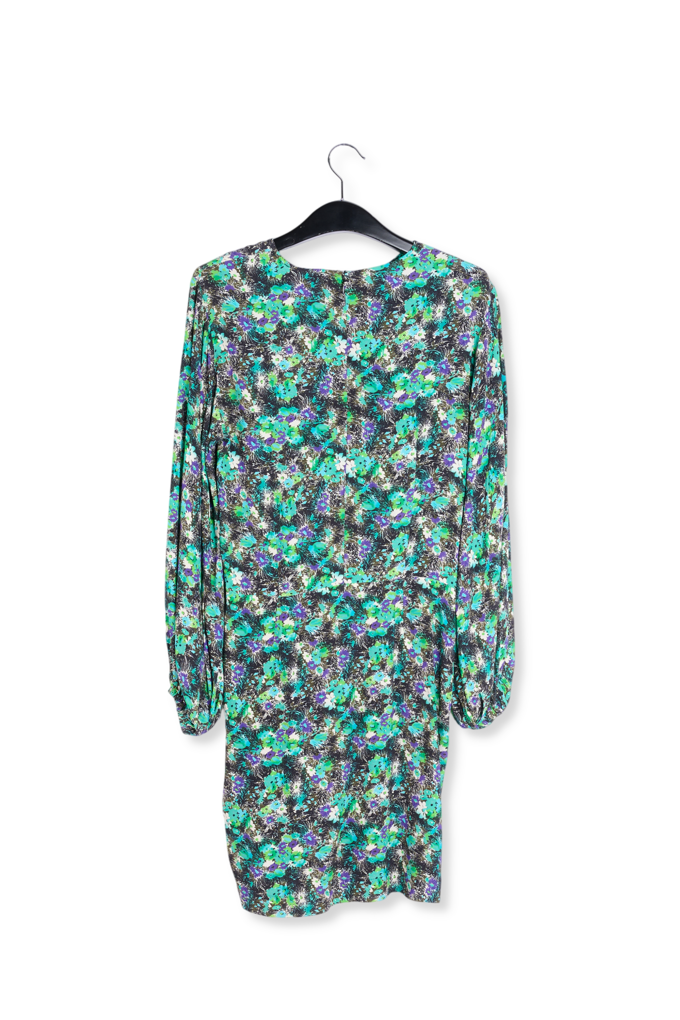 Zwarte en blauwe mini-jurk met bloemenprint RE—SSENTIEL tweedehands photo 2