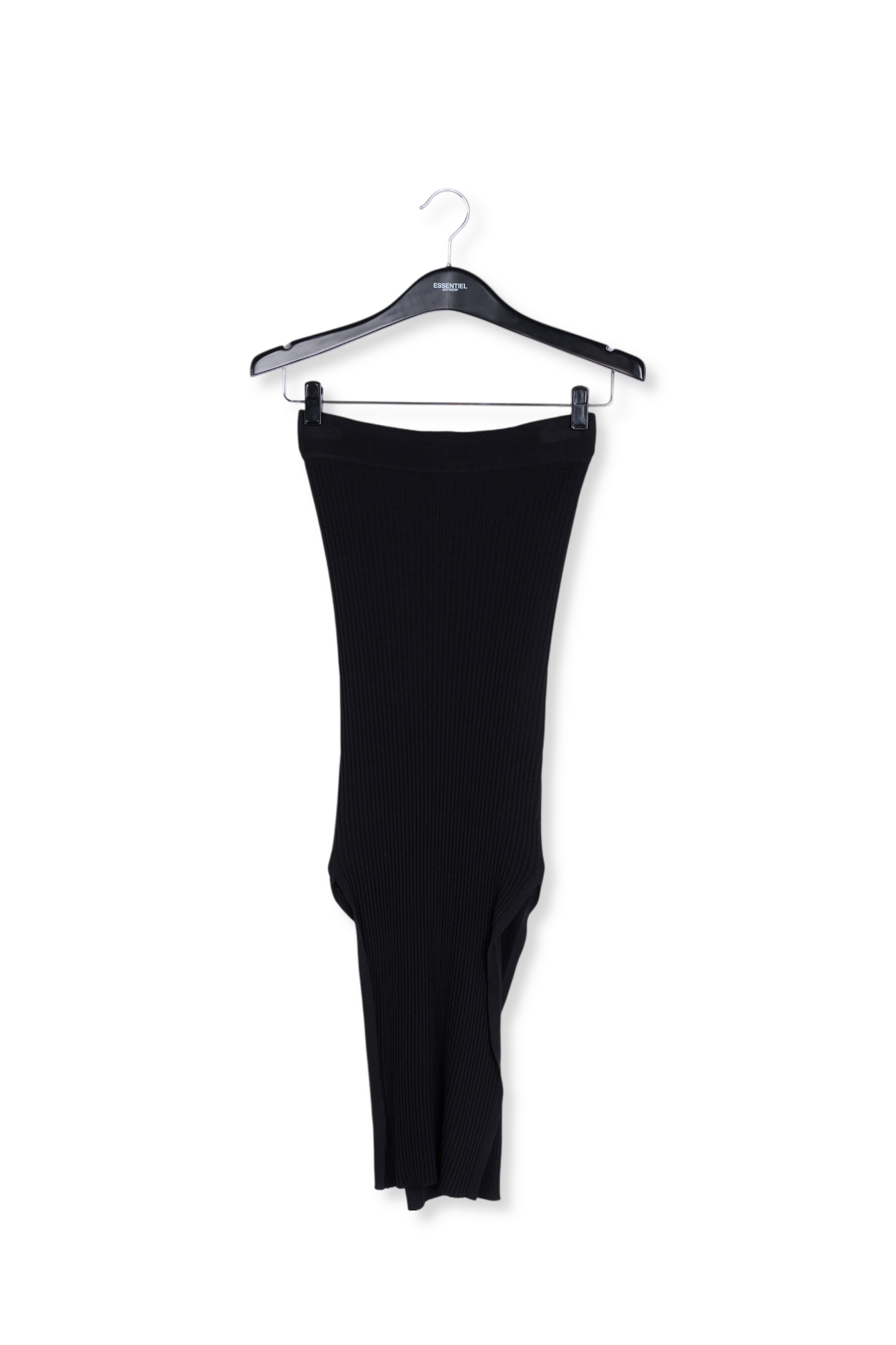 Zwarte ribgebreide midirok met split RE—SSENTIEL tweedehands photo 1