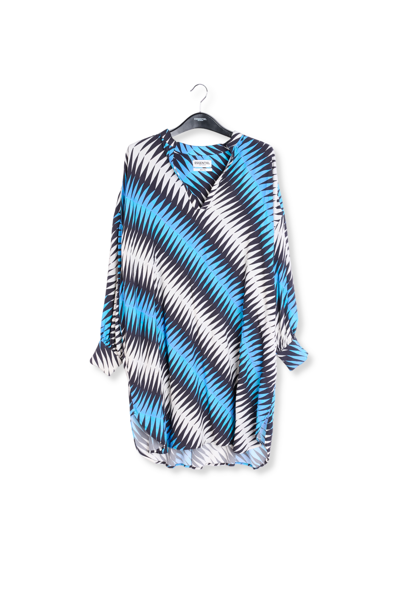 Robe à imprimé graphique bleu, noir et blanc RE—SSENTIEL seconde main photo 1