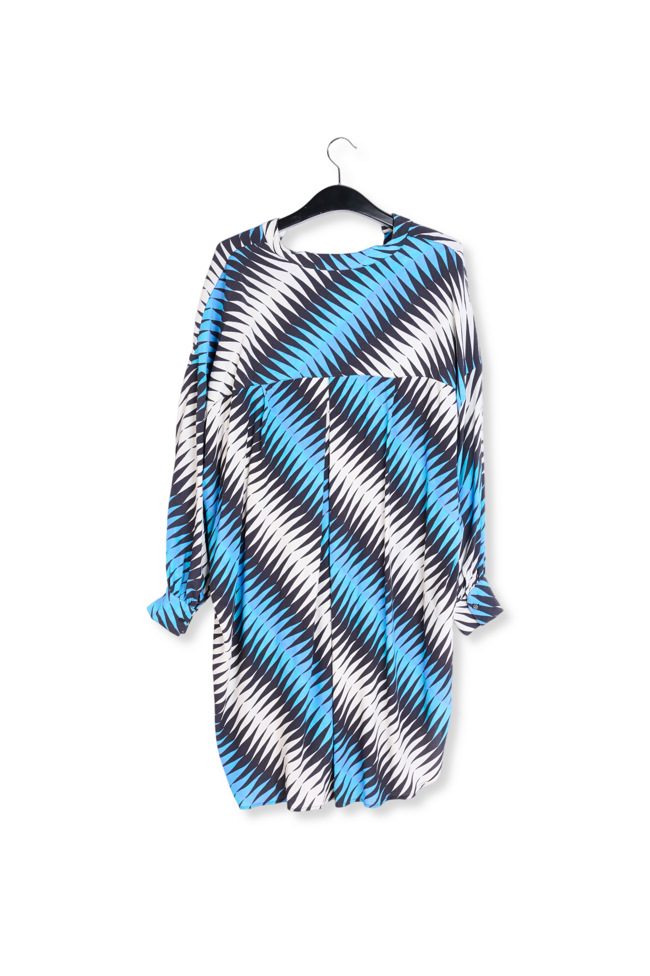 Robe à imprimé graphique bleu, noir et blanc RE—SSENTIEL seconde main photo 2