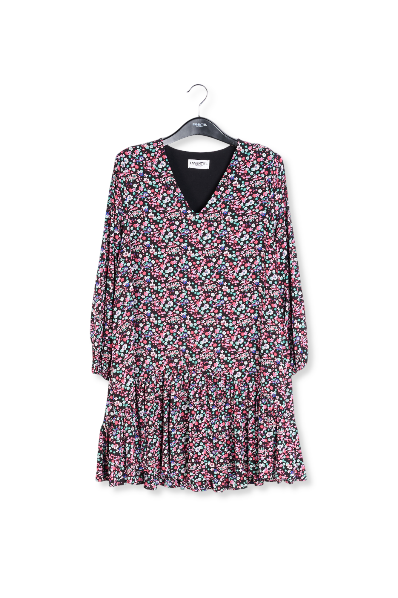 Mini robe noire à imprimé floral RE—SSENTIEL seconde main photo 1