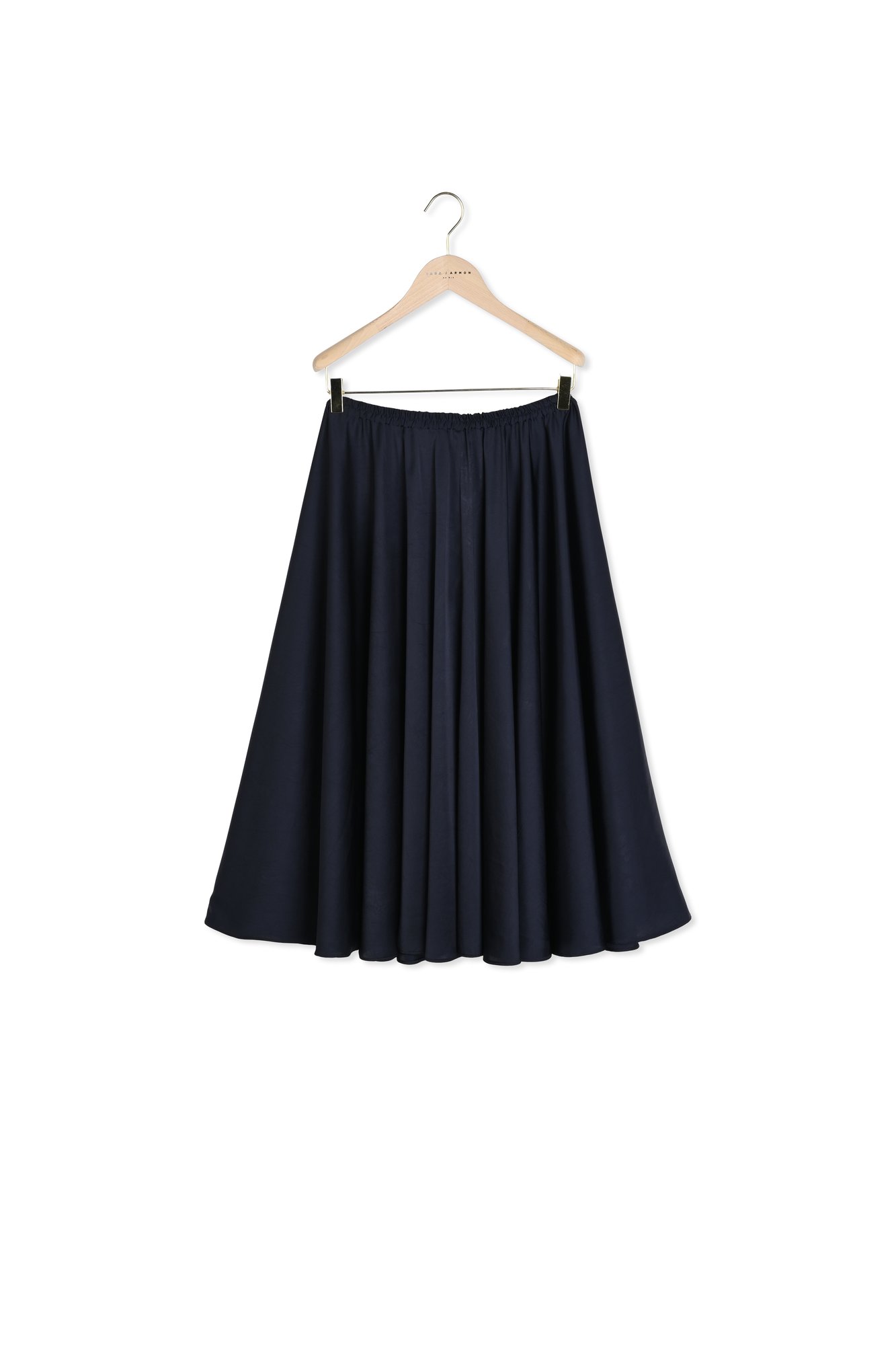 Jupe longue Jolande bleu nuit en satin crinkle Tara Jarmon seconde main photo 5