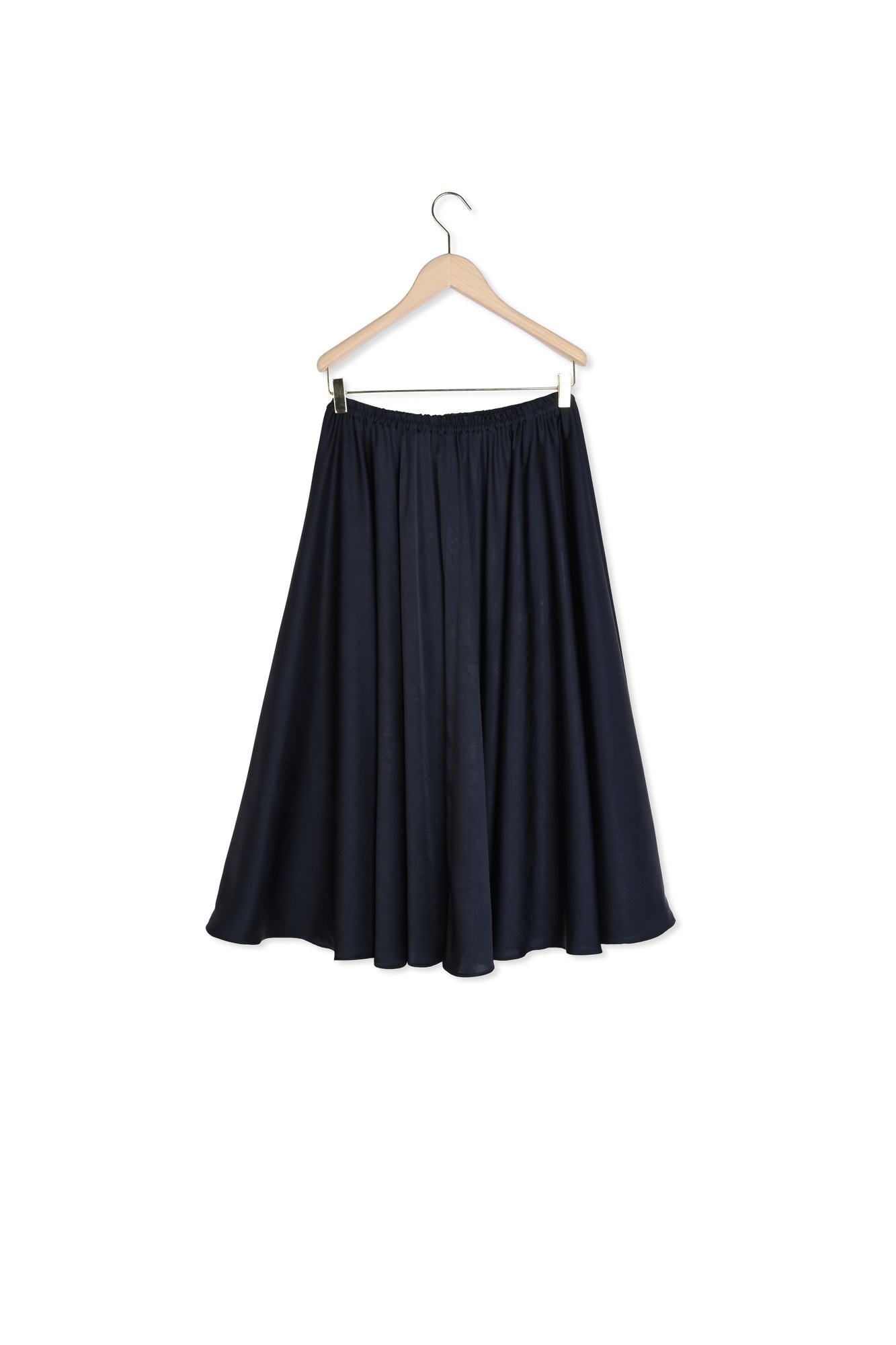 Jupe longue Jolande bleu nuit en satin crinkle Tara Jarmon seconde main photo 6