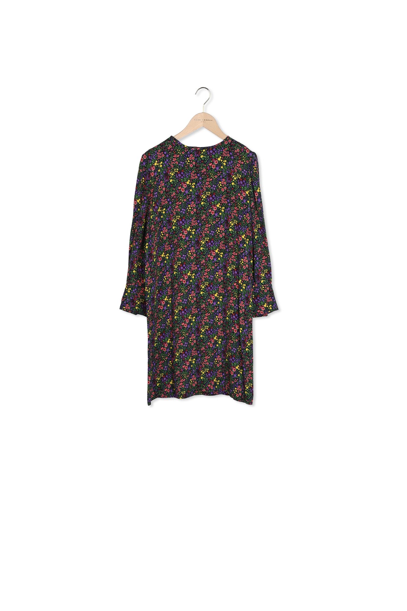Robe mi-longue bleu nuit imprimé liberty Tara Jarmon seconde main photo 3