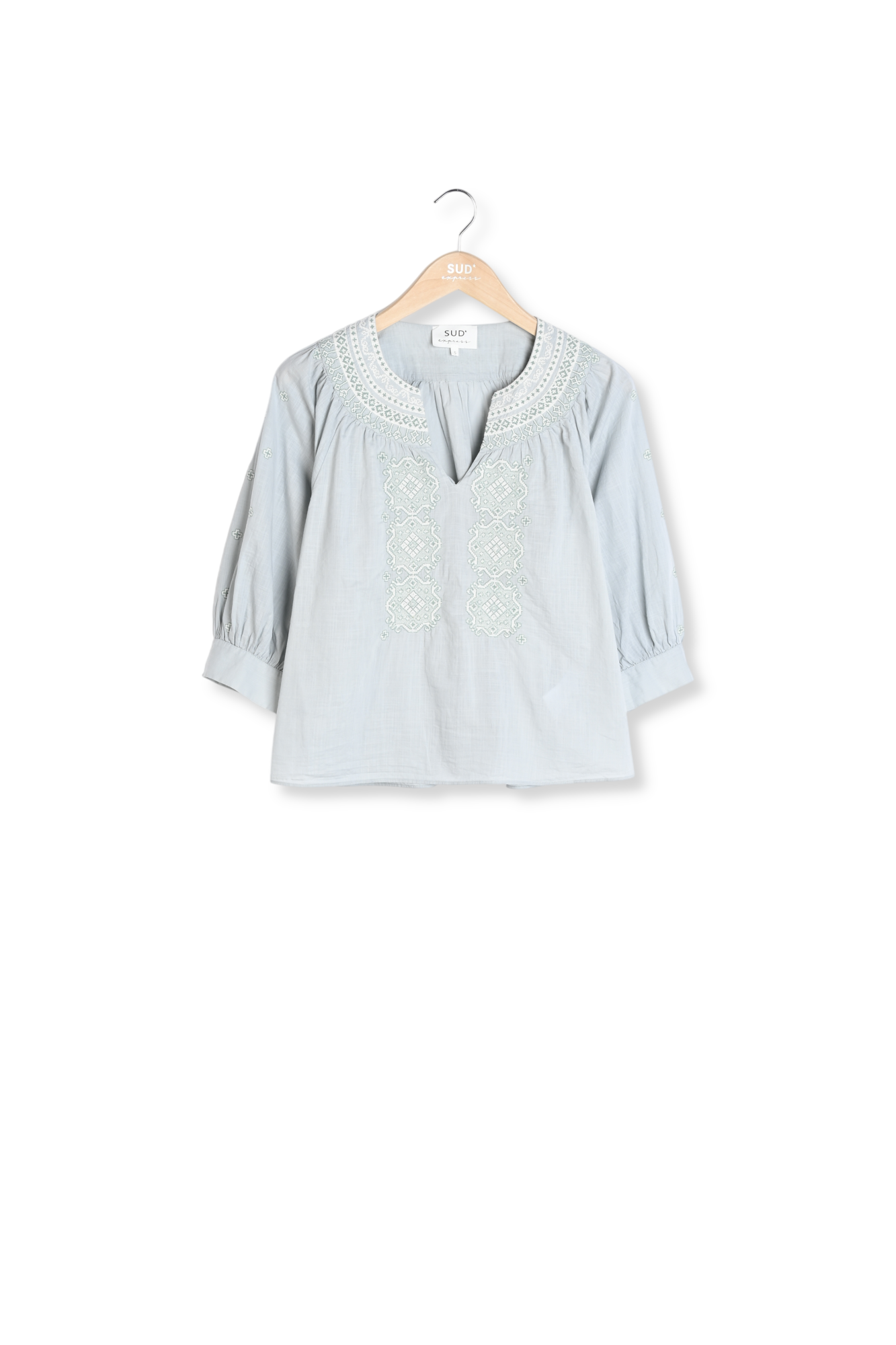 CORINA - Blouse à manches 3/4 et détails brodés Sud Express seconde main photo 4