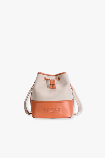 Medium Aren Drawstring Bag in Linen Leather Mix MCM second-hand photo 1