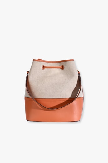 Medium Aren Drawstring Bag in Linen Leather Mix MCM second-hand photo 2