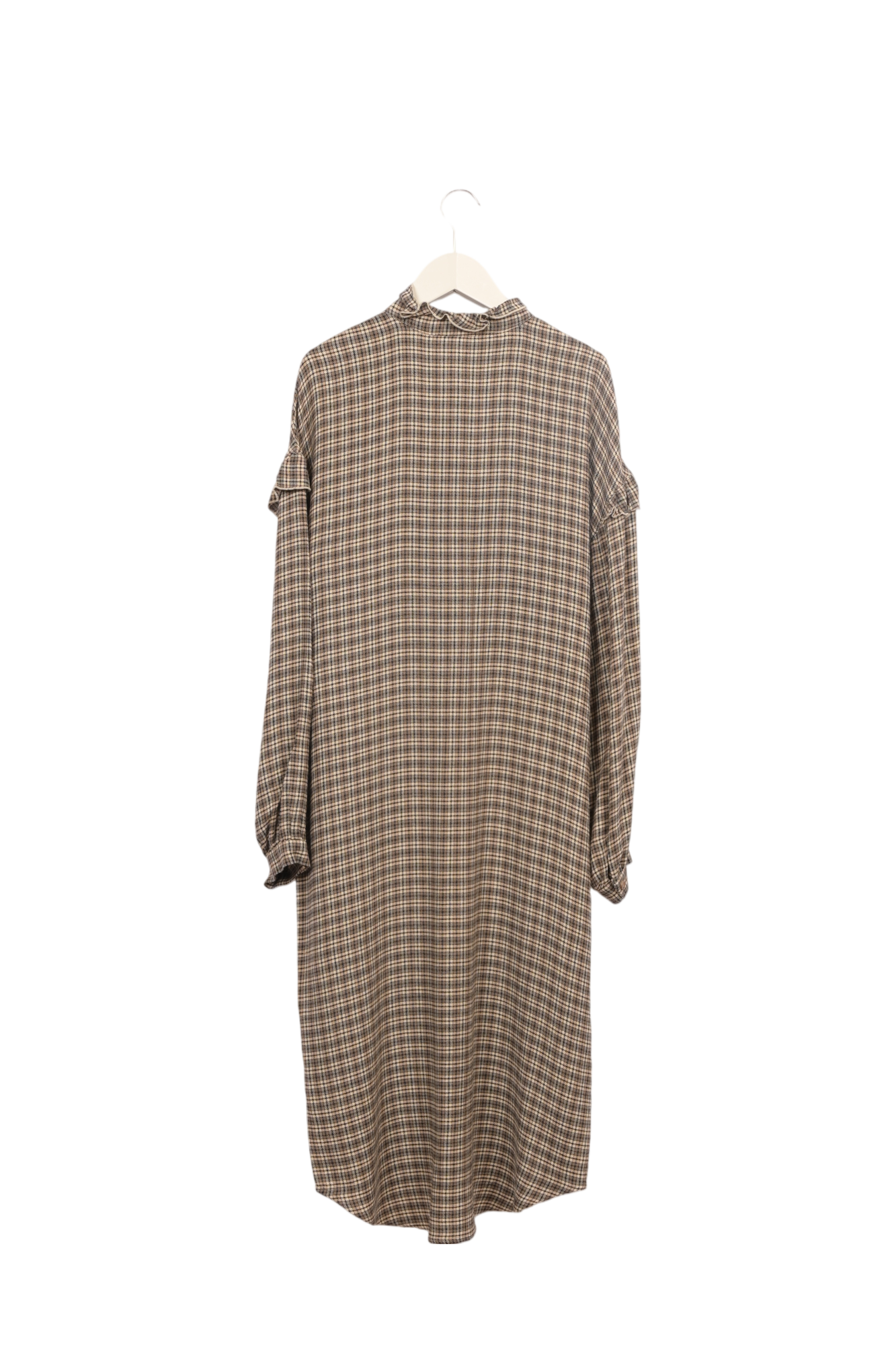 ROBE À CARREAUX DANS DES TONS BEIGE, BRUN, GRIS ET NOIR Xandres seconde main photo 2