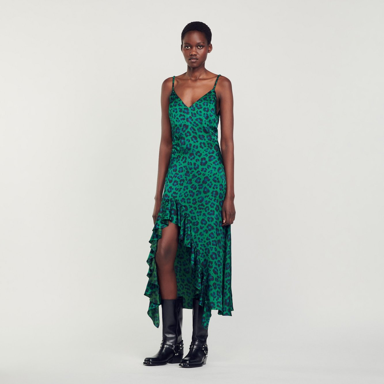 Kleid mit Schlitz und Leopardenprint Sandro Second-Hand photo 2
