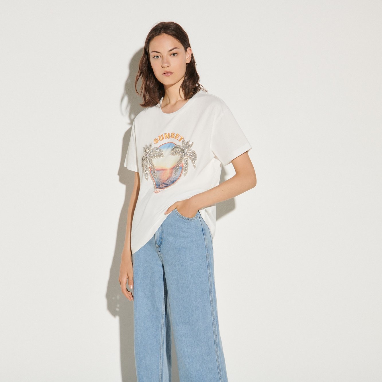 Printed T-shirt with rhinestones Sandro second-hand photo 1