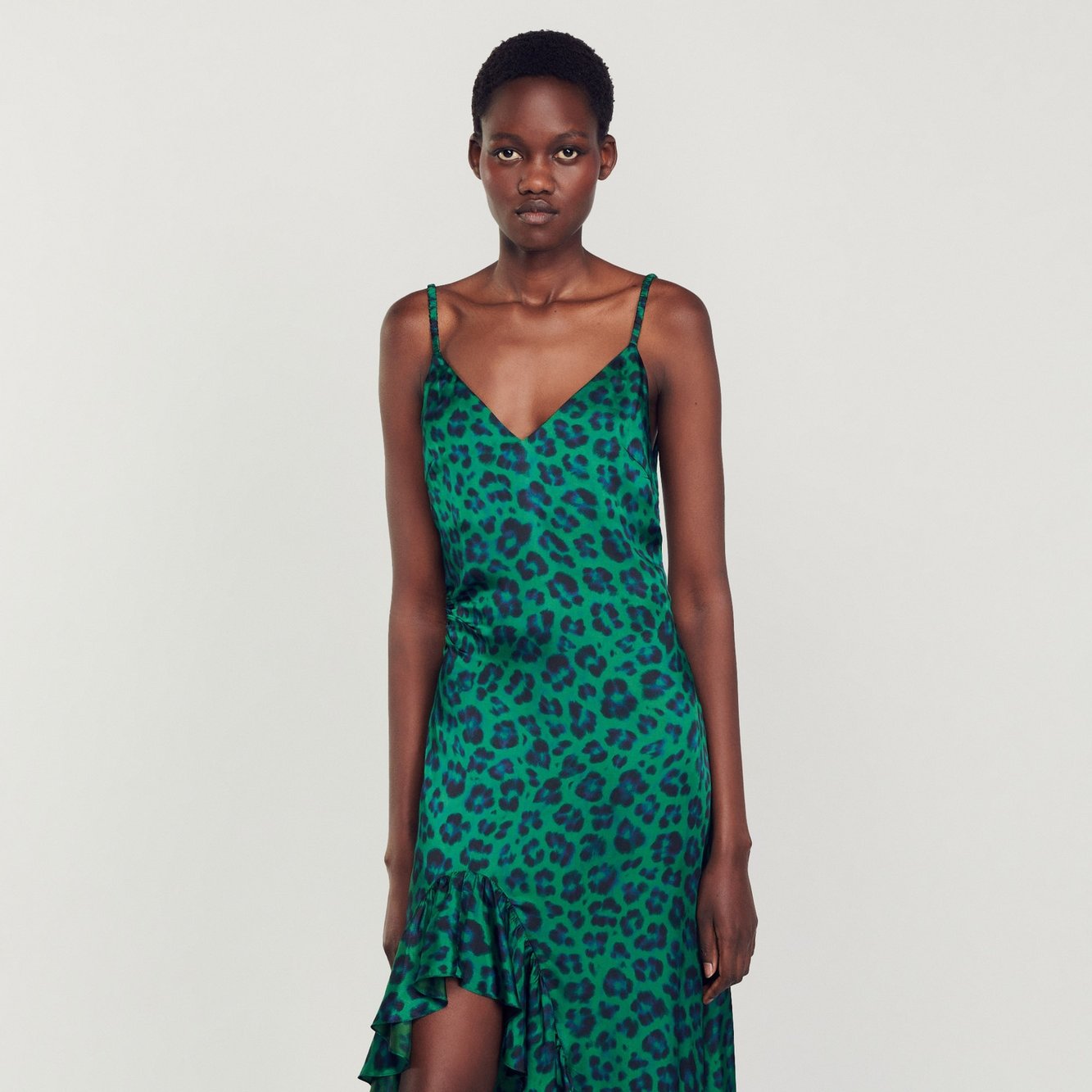 Kleid mit Schlitz und Leopardenprint Sandro Second-Hand photo 5