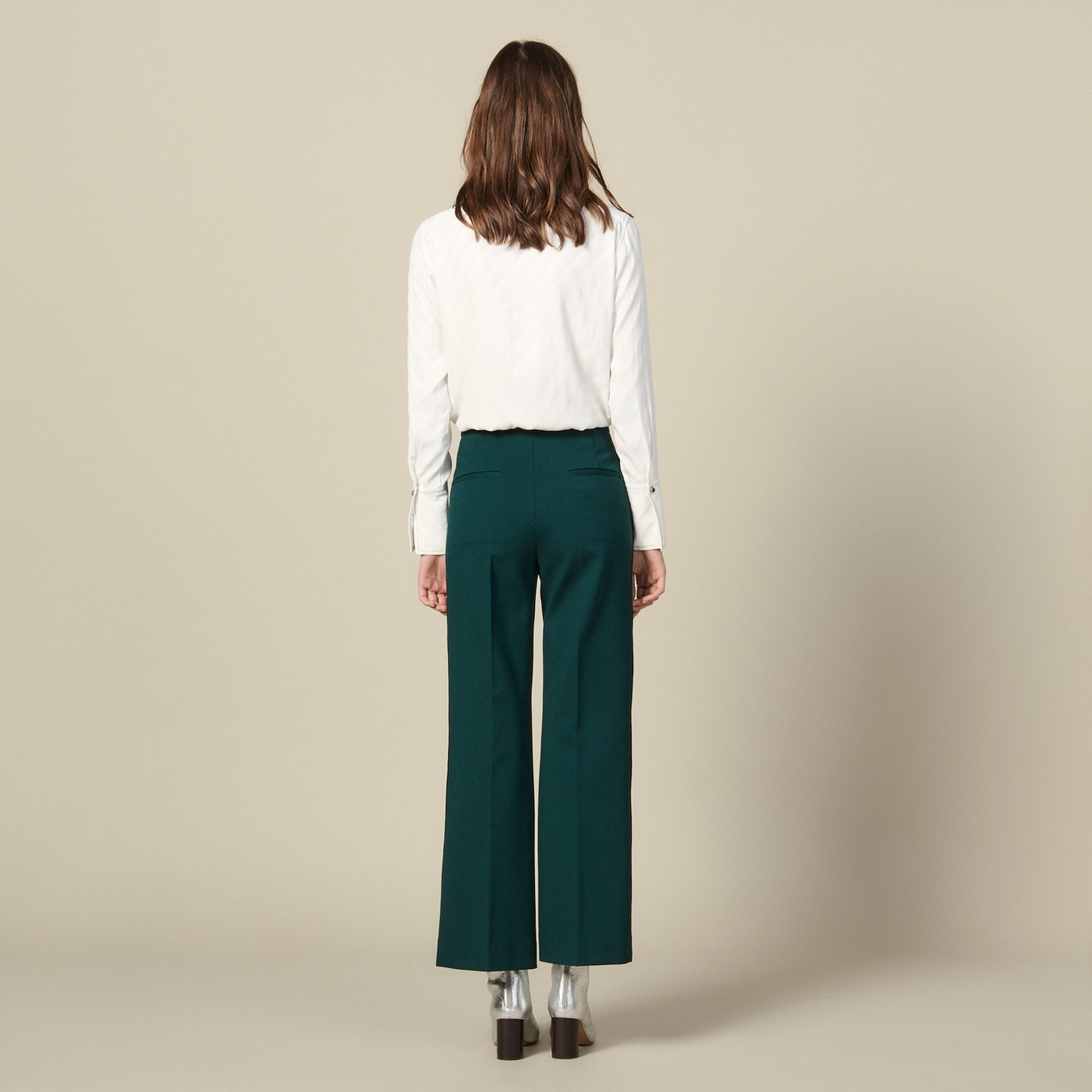 Wide-leg Trousers with tricolour trim Sandro second-hand photo 3