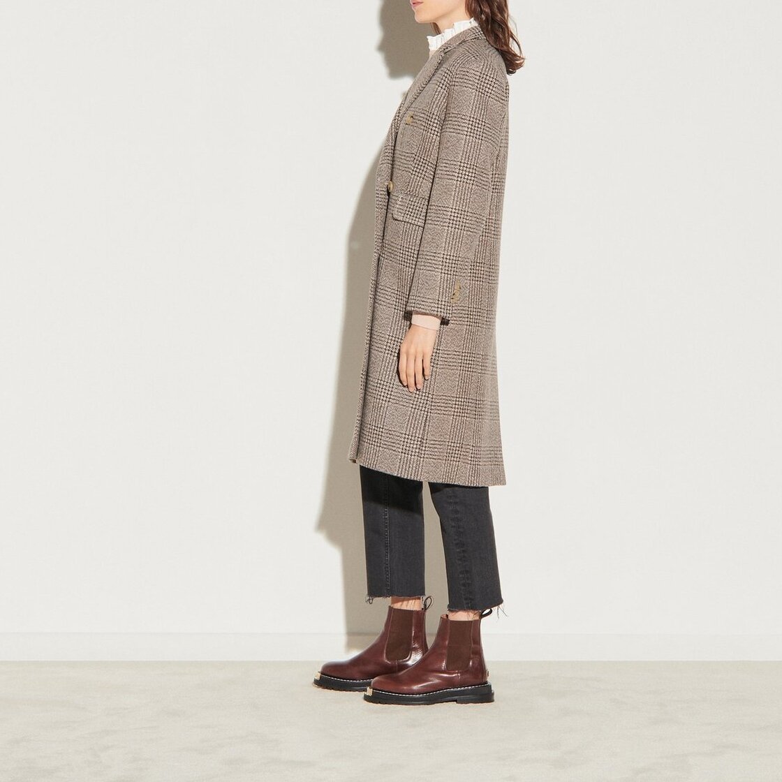Manteau long à carreaux Sandro seconde main photo 3