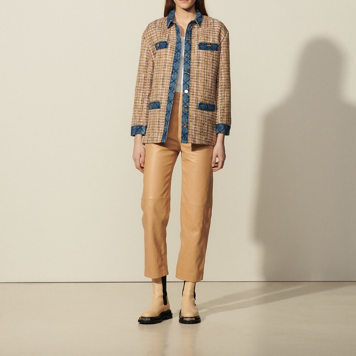Tweed Jacket with denim inserts Sandro second-hand photo 2