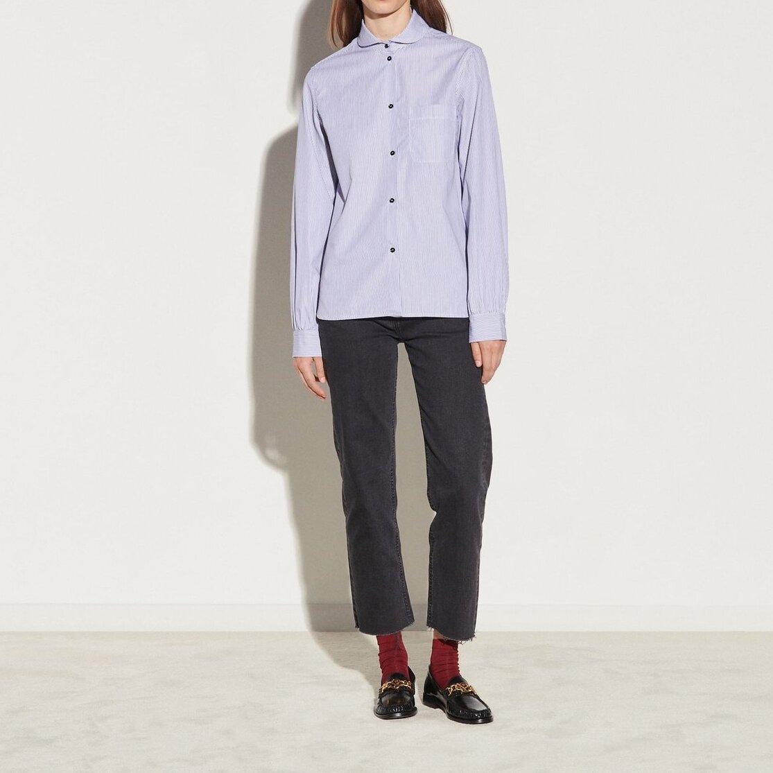 Striped Shirt with rounded collar Sandro tweedehands photo 5
