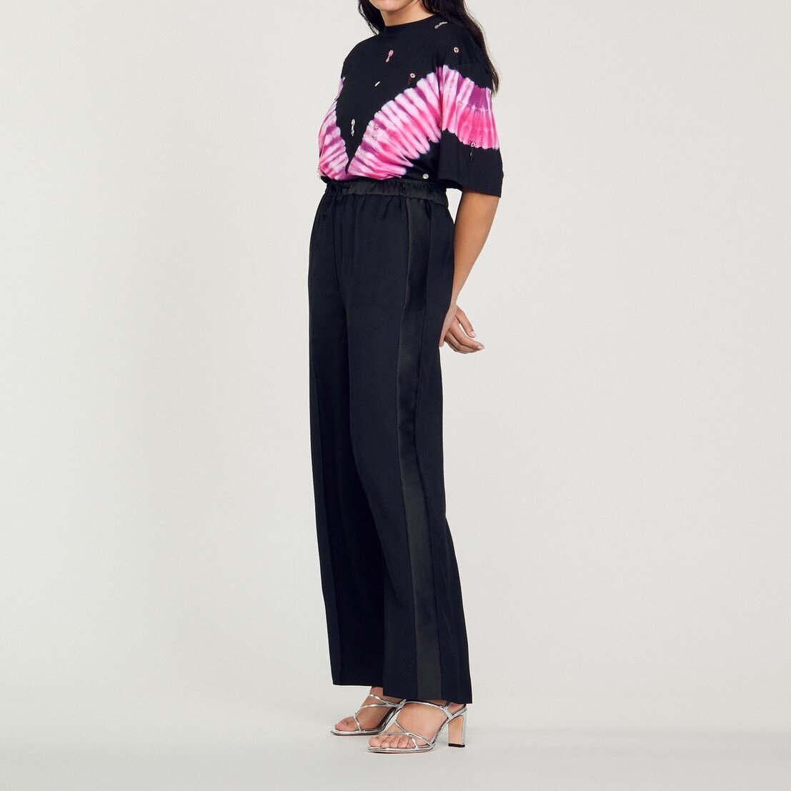 Wijde pantalon met satijnen zijband Sandro tweedehands photo 2