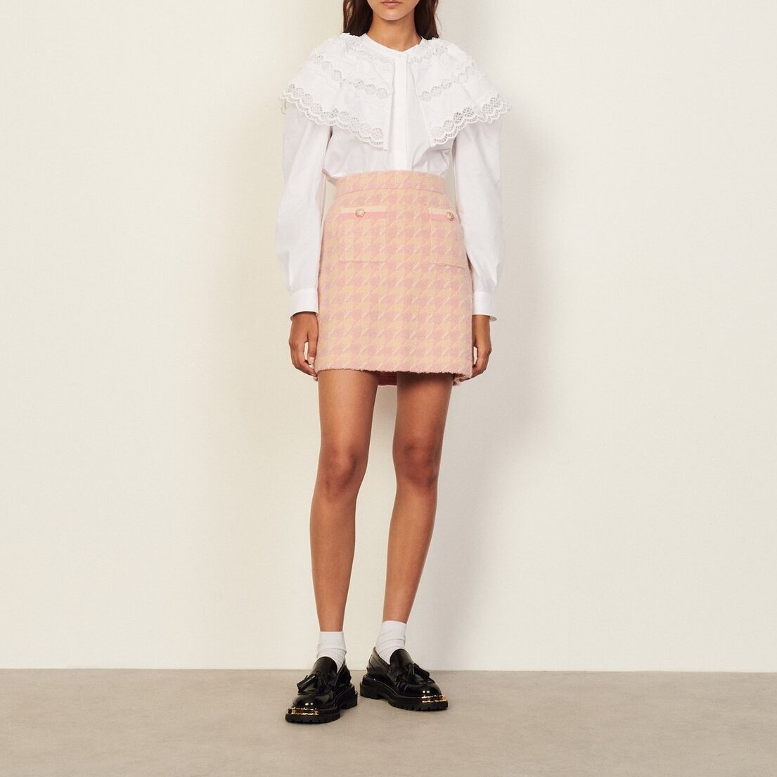 Tweekleurige tweed rok Sandro tweedehands photo 6