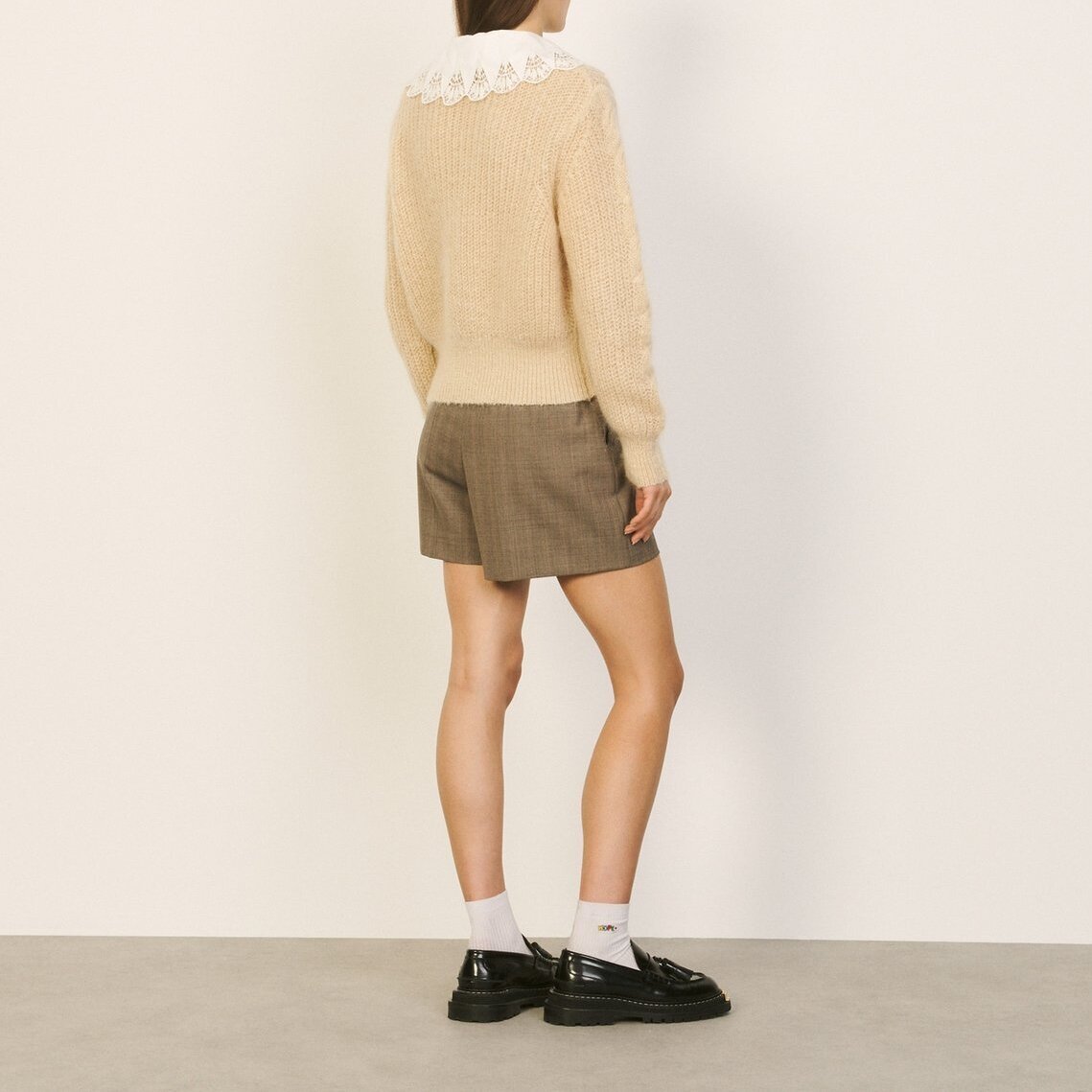 Cropped Sweater with embroidered collar Sandro second-hand photo 1