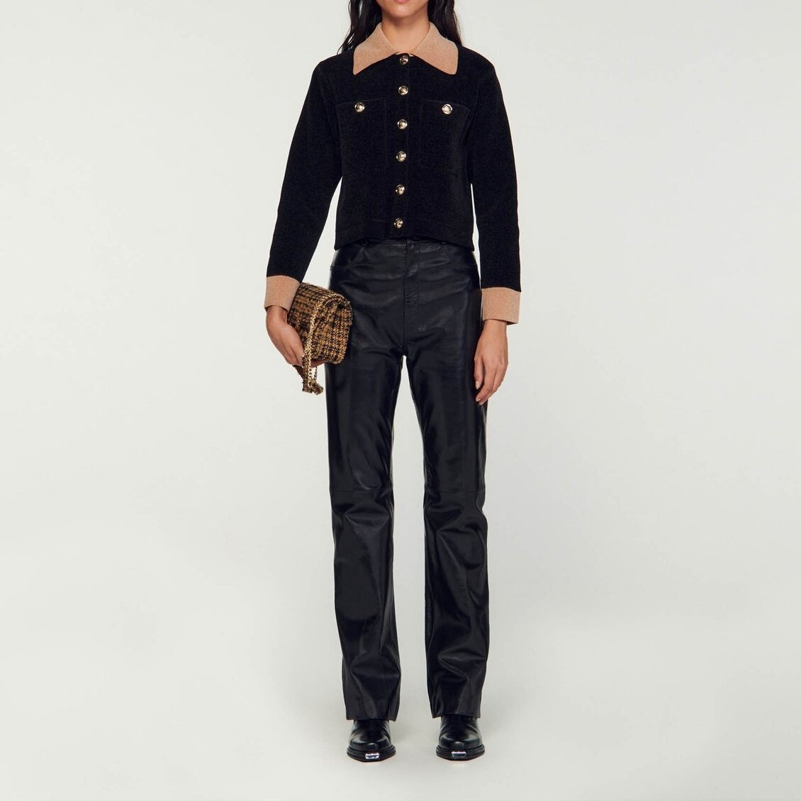 Cropped velour knit coatigan Sandro second-hand photo 2