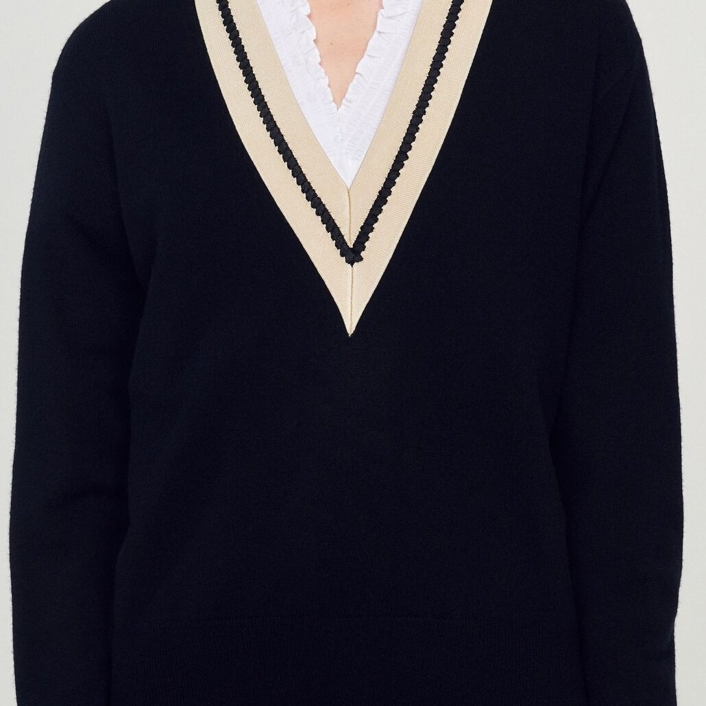 Sweater with contrasting V-neck Sandro second-hand photo 6