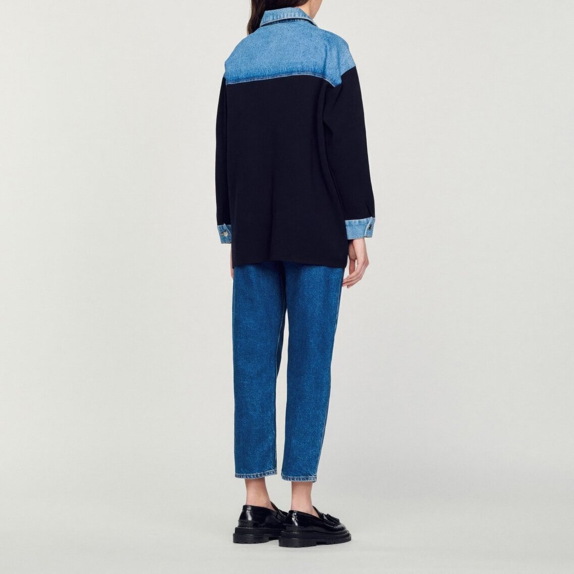 Cardi-coat bi-matière esprit Veste Sandro seconde main photo 6