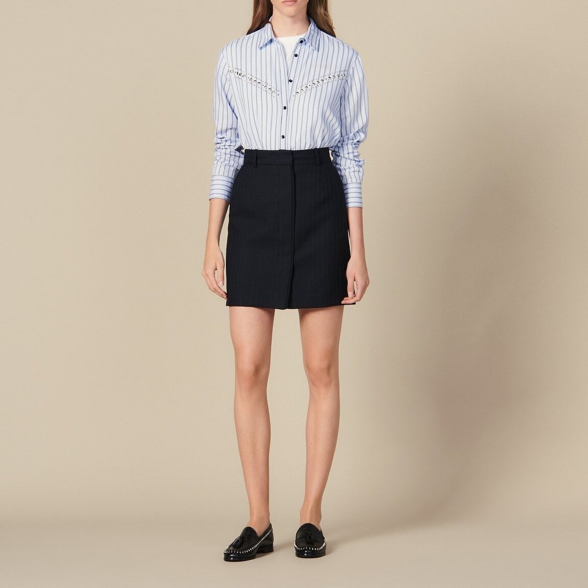 Pinstriped tailored Short Skirt Sandro tweedehands photo 2