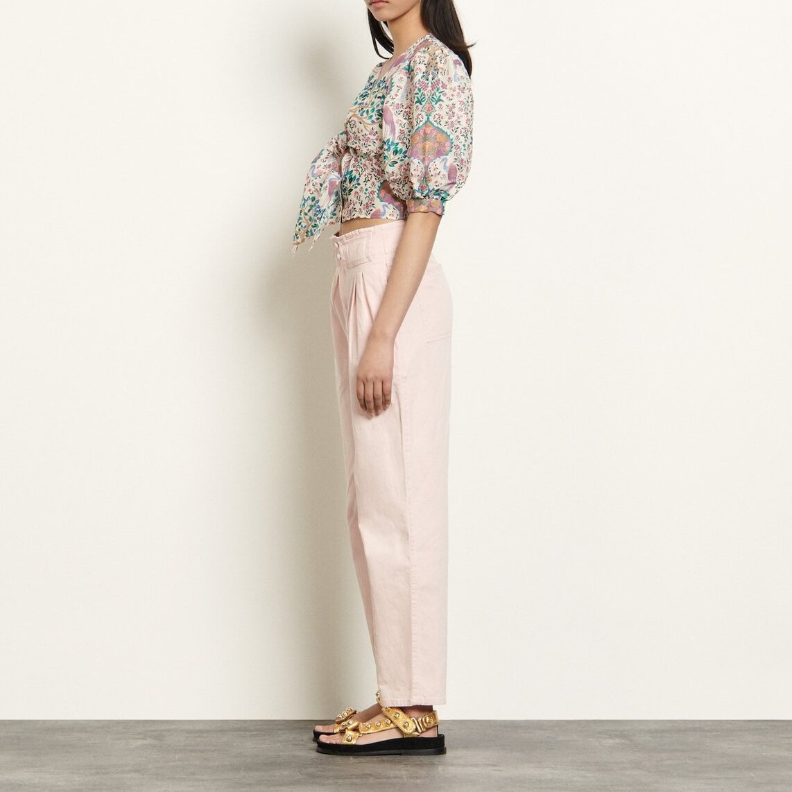 Kurzes Top aus Leinen und Seide Sandro Second-Hand photo 2