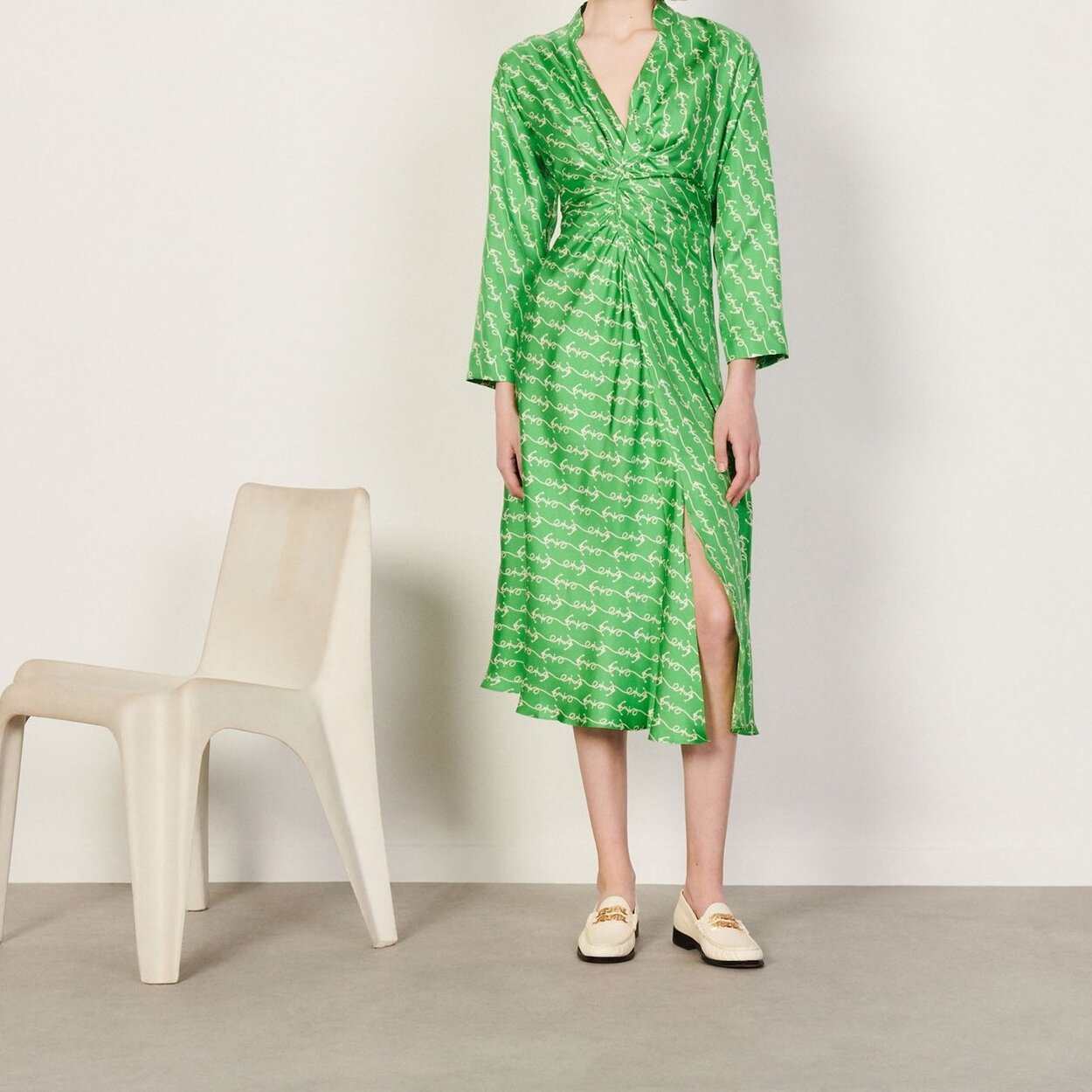 Long printed silk dress Sandro second-hand photo 2