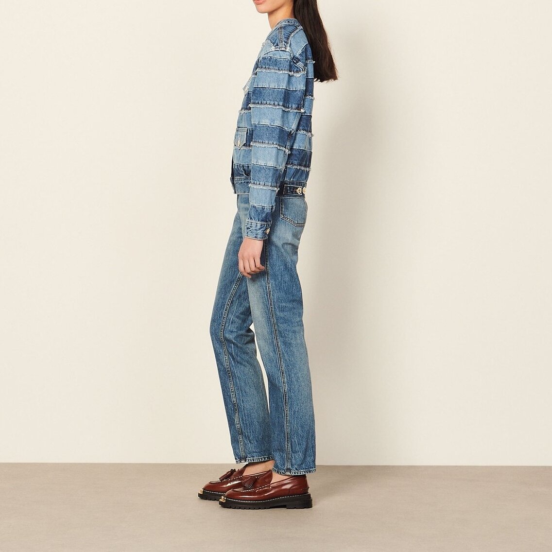 Oversized cropped denim Jacket Sandro second-hand photo 4