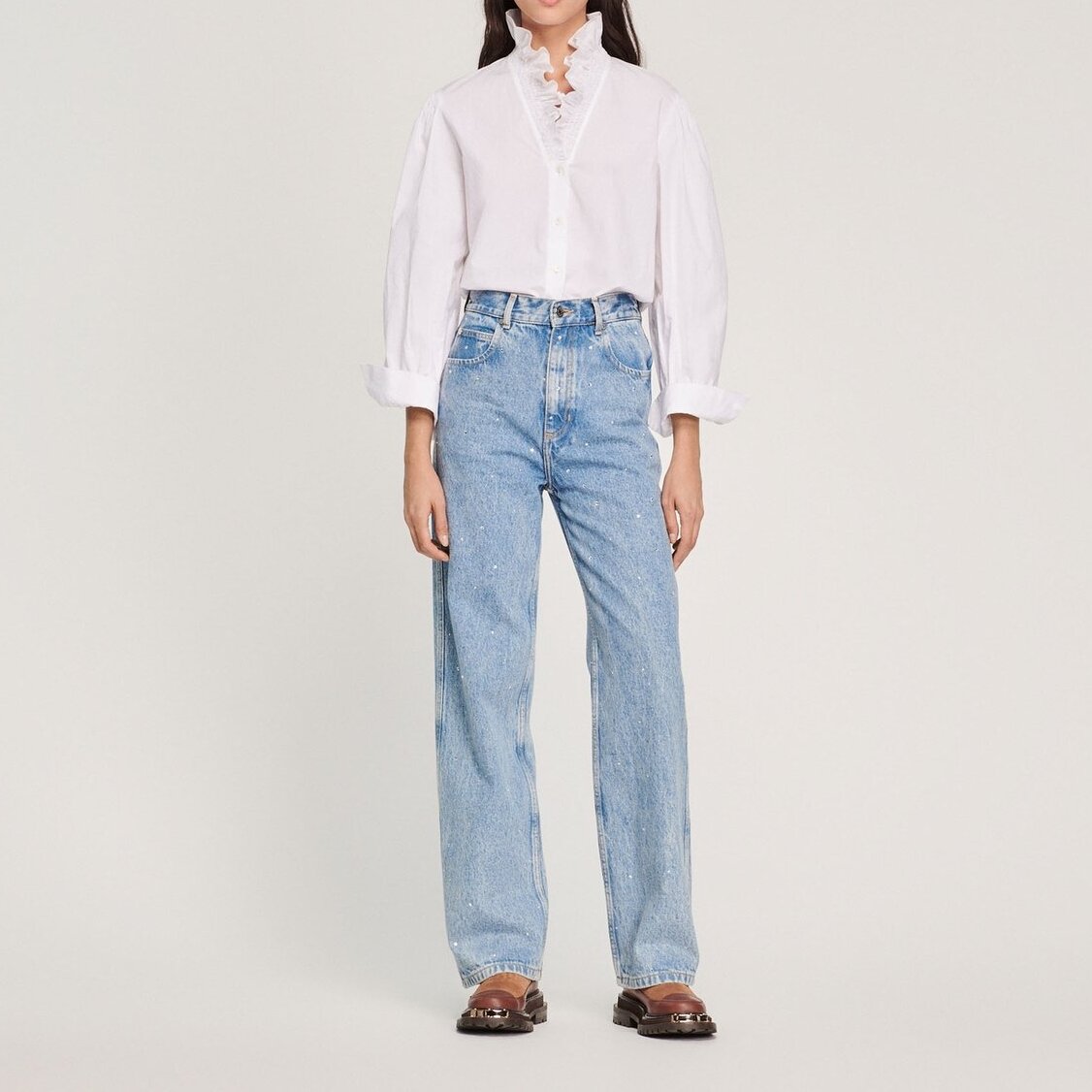 Straight-leg jeans with rhinestones Sandro second-hand photo 3