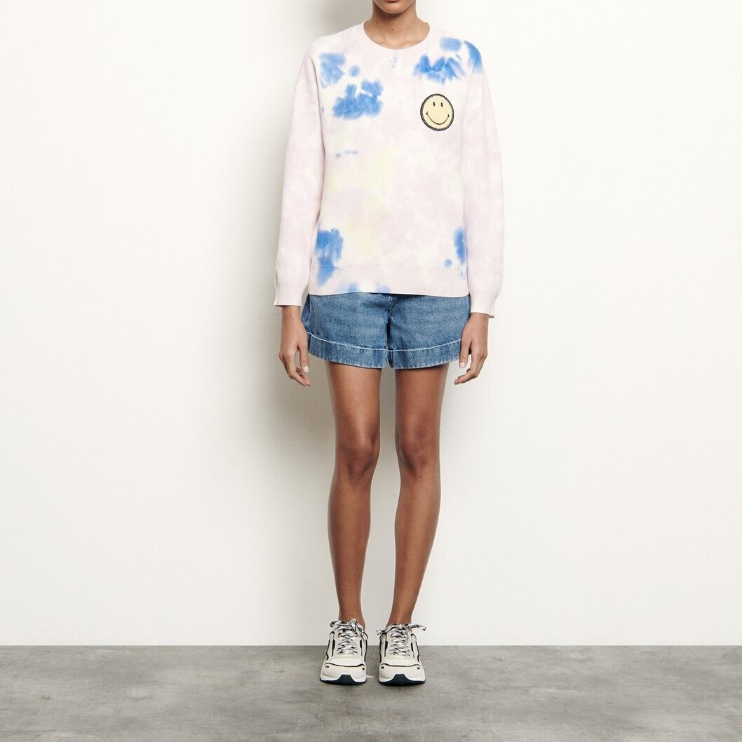 Tie-dyed Sweater with embroidered smiley Sandro second-hand photo 3