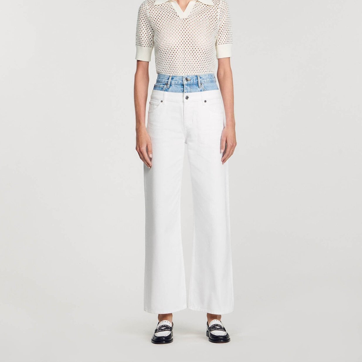 Jean double ceinture bicolore Sandro seconde main photo 3
