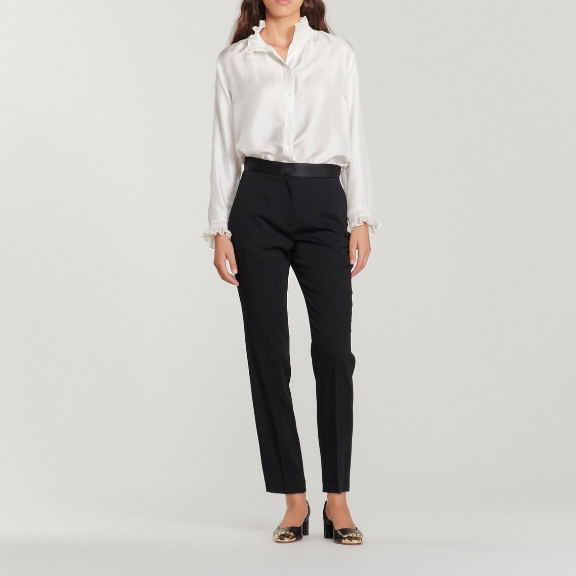 Trousers with satin inset Sandro second-hand photo 2
