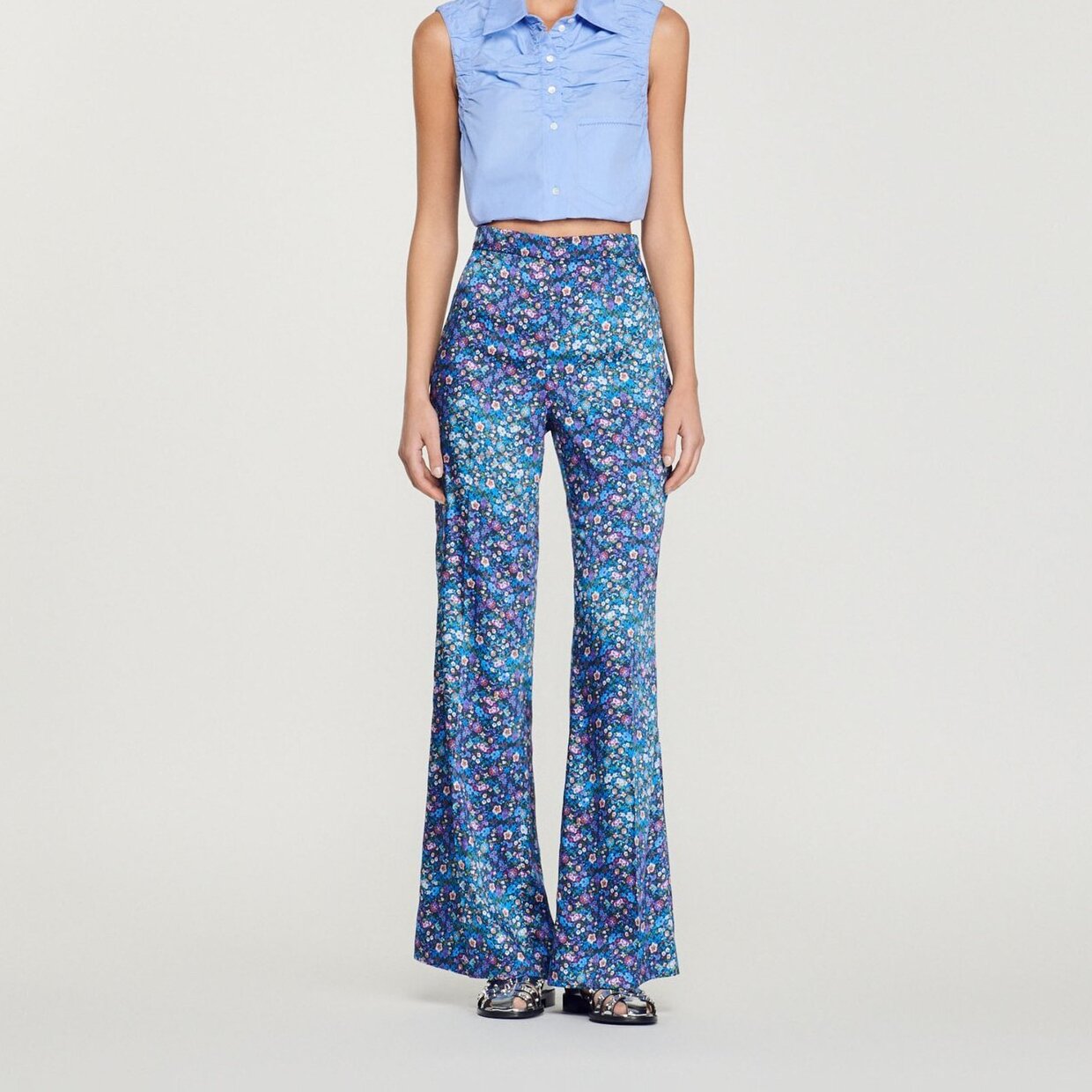 Satijnen pantalon met bloemenprint Sandro tweedehands photo 3