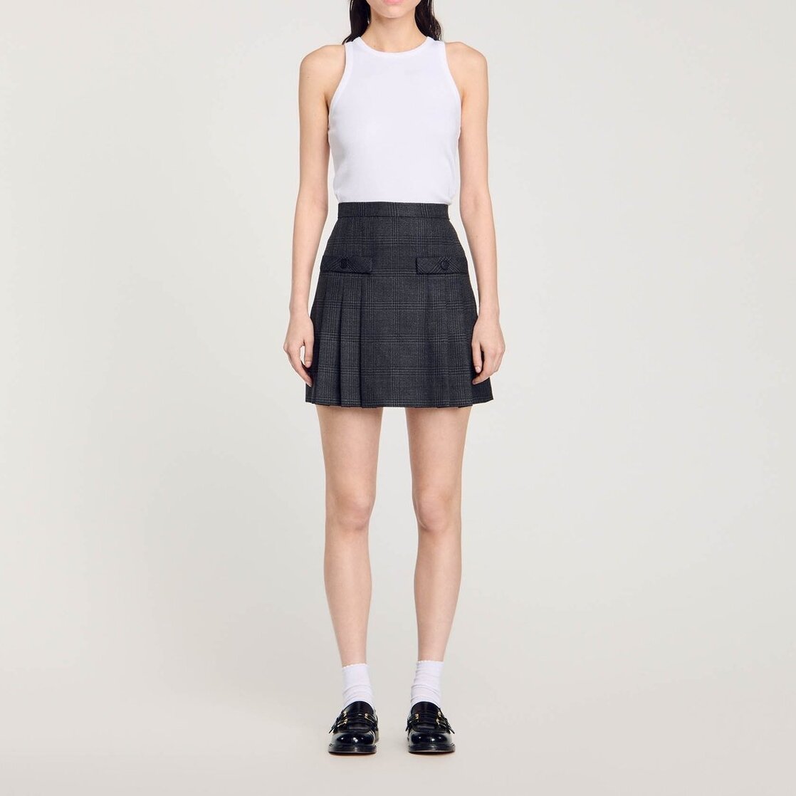 Short checked pleated skirt Sandro second-hand photo 2