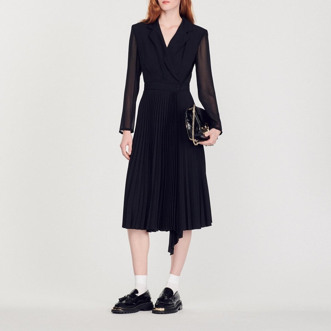 Dual-material long-sleeved dress Sandro second-hand photo 2