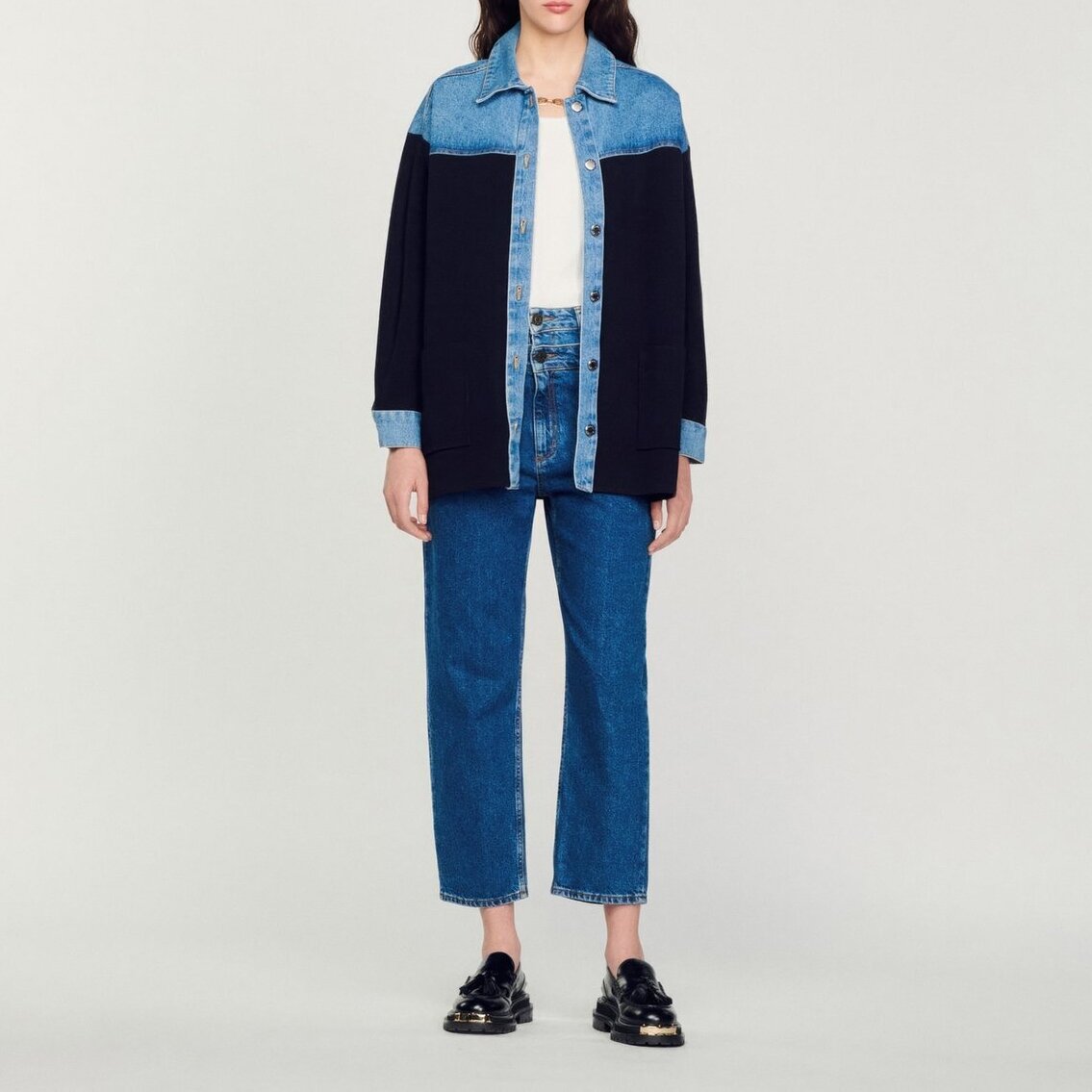 Cardi-coat bi-matière esprit Veste Sandro seconde main photo 2