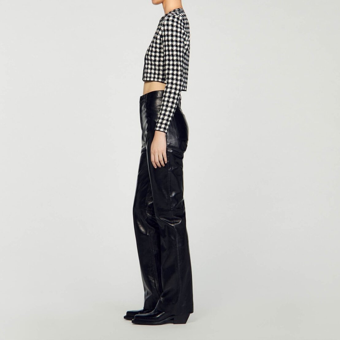 Kort jacquard vest met vichyruit Sandro tweedehands photo 7