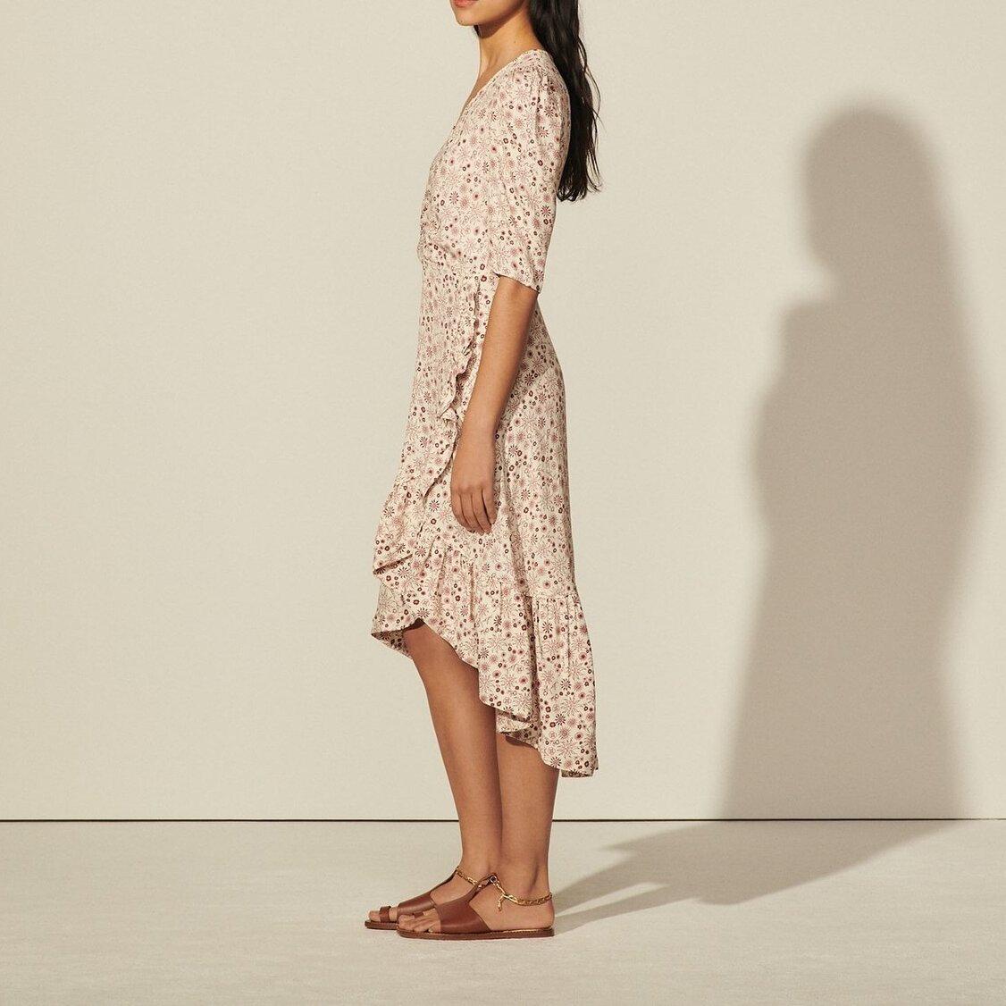 Long printed asymmetric dress Sandro second-hand photo 3