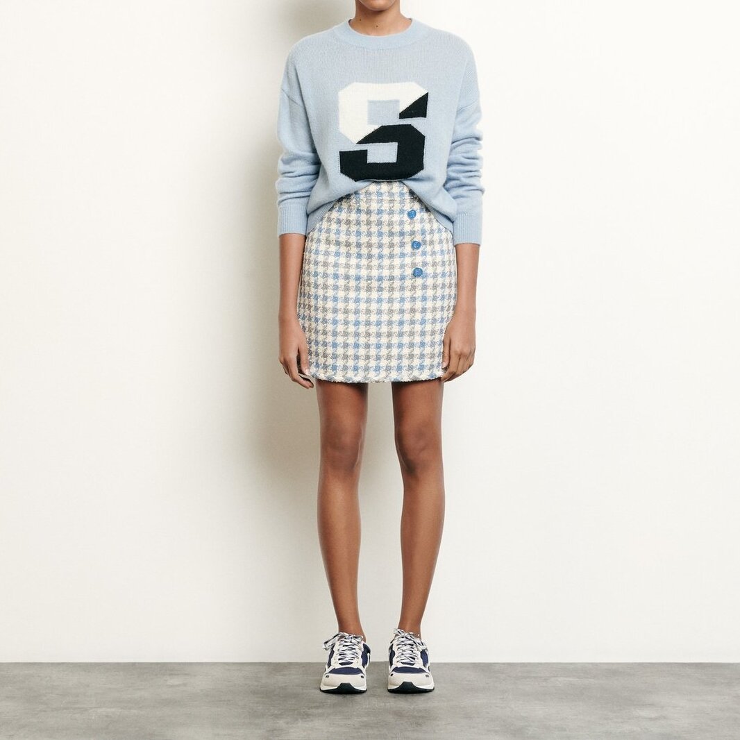 Short houndstooth tweed skirt Sandro second-hand photo 3